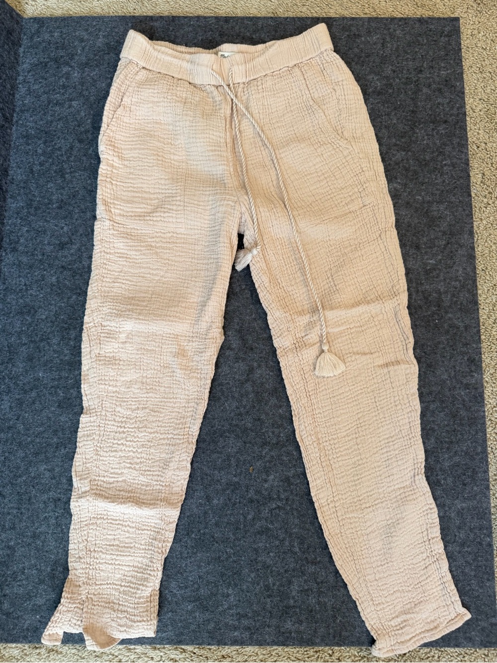 Madewell Blush Pink Textured Linen Pants